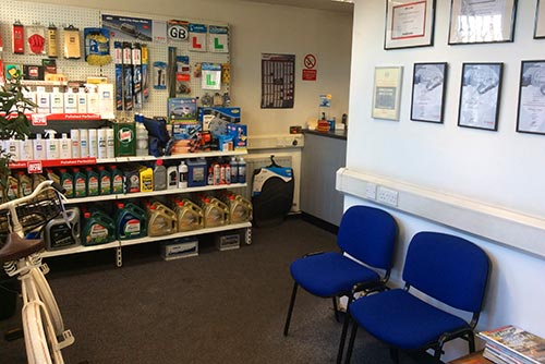 Our Witney garage reception area